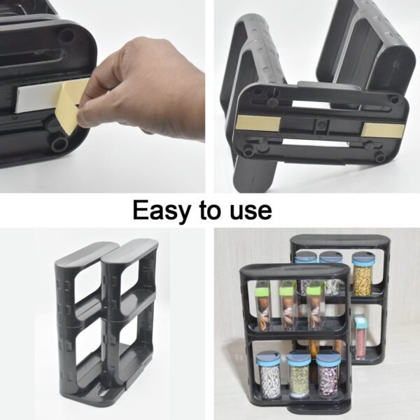 Cabinet Caddy, Modular Rotating Spice Rack Multi-functional Organizer Rack Two 2-Tiered Shelves with Base - Image 2