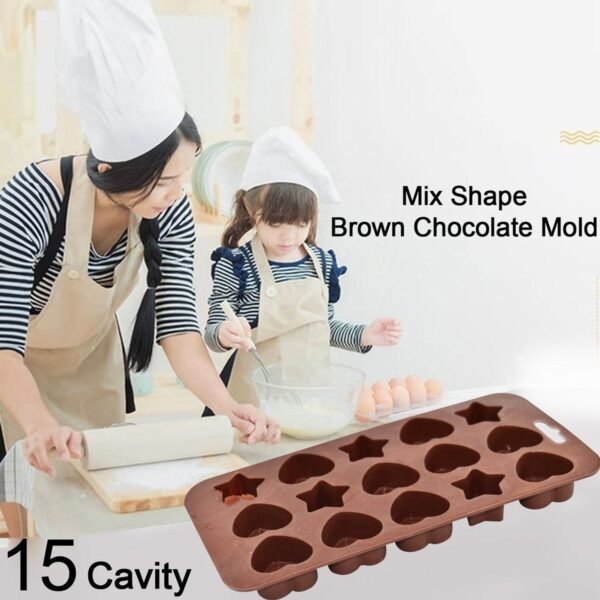 Silicone Food Grade Reusable Non-Stick Multi Shape 15 Cavity Chocolate Mold - Image 2