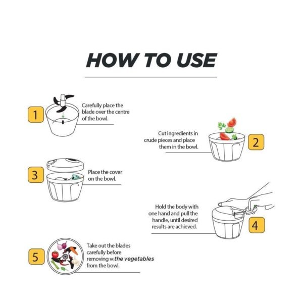 B Manual Stainless Steel Compact Extra Sharp Hand Held Vegetable Chopper/Slicer with 5 Blades (750 ml) - Image 2