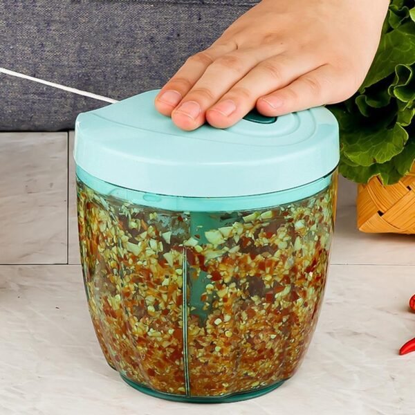 B Manual Stainless Steel Compact Extra Sharp Hand Held Vegetable Chopper/Slicer with 5 Blades (750 ml) - Image 3