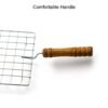 Square Stainless Steel Barbecue Grill with Wooden Handle - Image 2