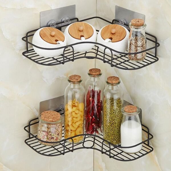Self-Adhesive Kitchen-Bathroom Corner Shelf Organiser Storage Rack - Image 3