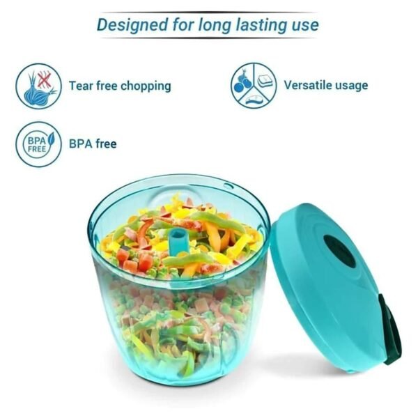 B Manual Stainless Steel Compact Extra Sharp Hand Held Vegetable Chopper/Slicer with 5 Blades (750 ml) - Image 4