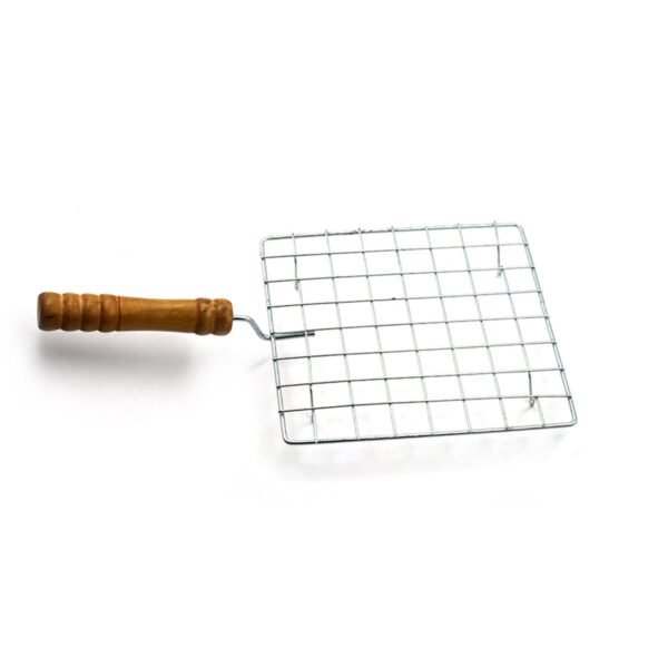 Square Stainless Steel Barbecue Grill with Wooden Handle - Image 3