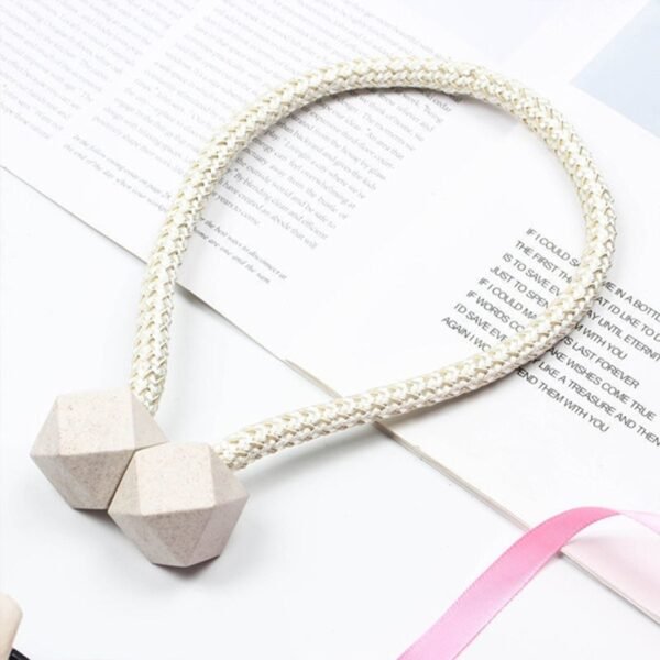 Hexagonal Magnetic Braided Rope Drapery Window Curtains Loop Binding Ties Buckle (Pack of 2) - Image 2