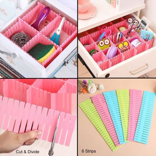 A Adjustable Drawer Organizer and Kitchen Board Divider (Pack of 6Pcs)