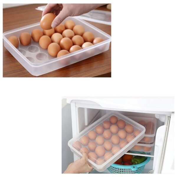 24 Grids Plastic Egg Box Container Holder Tray for Fridge with Lid for 2 Dozen Egg Tray