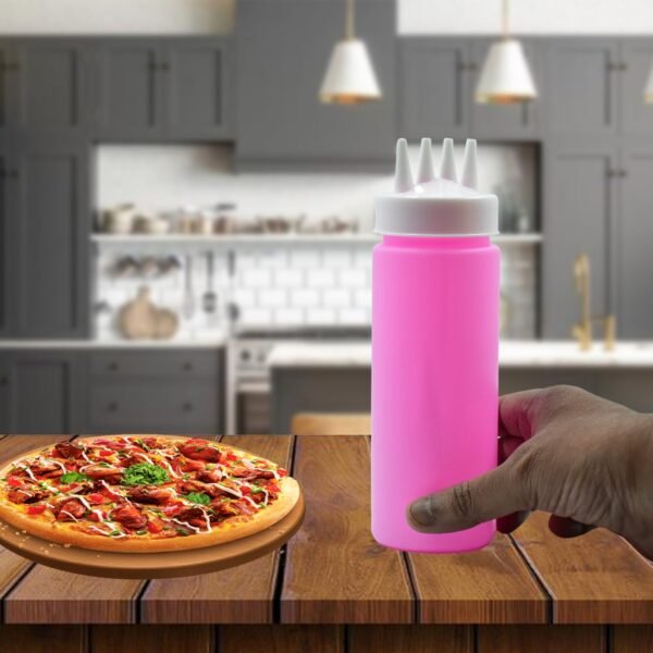 Plastic Bottles with 3 Nozzel for Sauce, Mayonnaise, Chocolate Syrup (Pack of 2Pc)