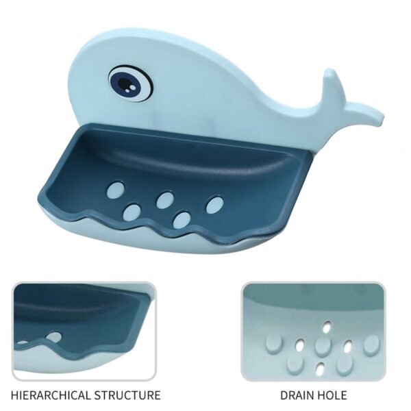 Fish Shape Soap Dish Adhesive Waterproof Wall Mounted Bar Soap Dish Holder  (Pack of 2Pc) - Image 2