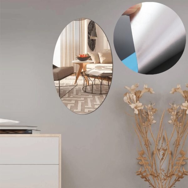 A Oval Frame Less Mirror Wall Sticker for Dressing