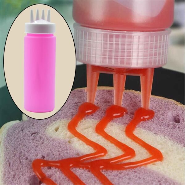 Plastic Bottles with 3 Nozzel for Sauce, Mayonnaise, Chocolate Syrup (Pack of 2Pc) - Image 2