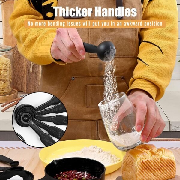 Plastic Measuring Cups and Spoons (11 Pcs, Black) With butterfly shape Holder - Image 2