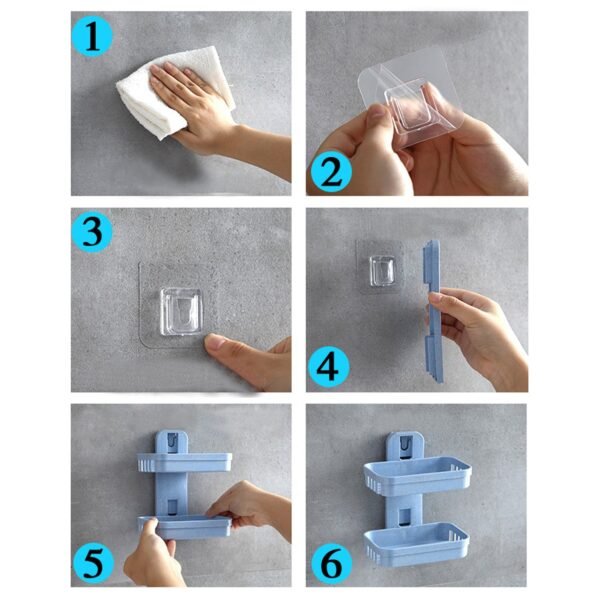 Plastic Double Layer - Soap Stand, Holder, Wall Soap Box Dispenser Tray - Image 2
