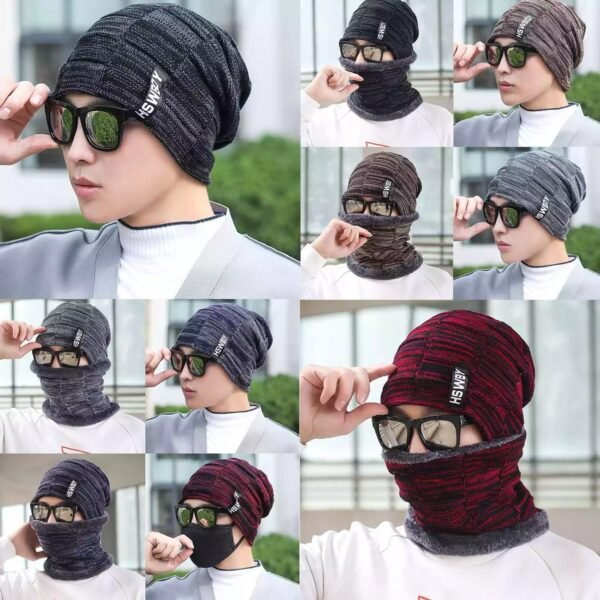 Ultra Soft Unisex Woollen Beanie Cap Plus Muffler Scarf - Image 2