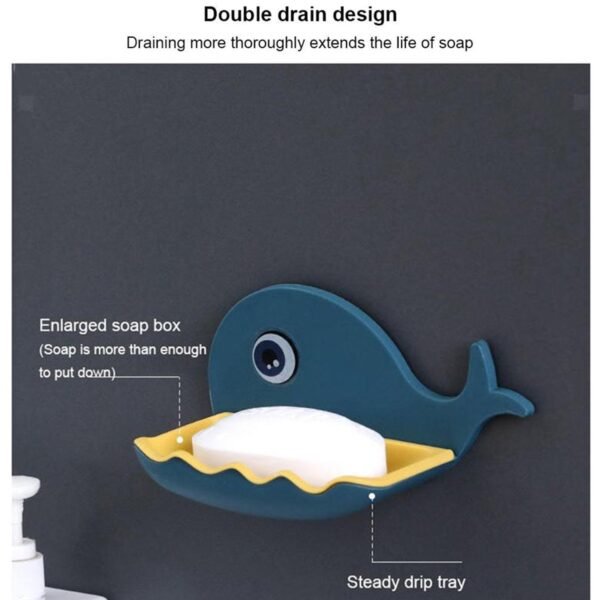 Fish Shape Soap Dish Adhesive Waterproof Wall Mounted Bar Soap Dish Holder  (Pack of 2Pc) - Image 3