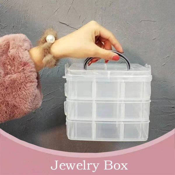 3-Tier 18 Sections Transparent Stackable Adjustable Compartment Slot Plastic Craft Storage Box