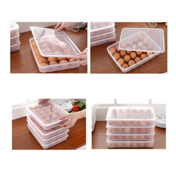 24 Grids Plastic Egg Box Container Holder Tray for Fridge with Lid for 2 Dozen Egg Tray - Image 2