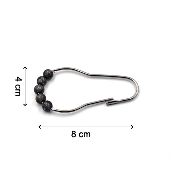 Stainless Steel Bath Drape Clasp Curtain Hooks (Pack of 12 Pcs) - Image 2