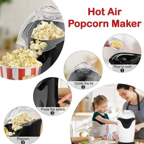 Hot Air Popcorn, Popper Electric Machine Snack Maker - Image 4
