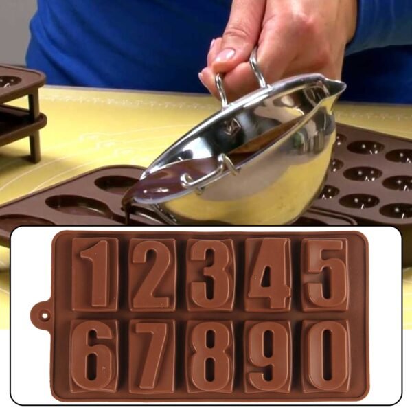 Silicone Number Shape Chocolate Mould for Birthday Cake Decoration (1Pc Only) - Image 3