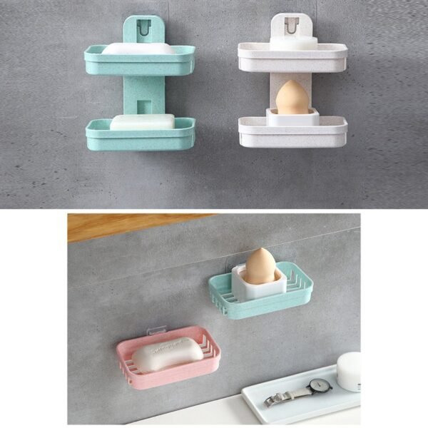 Plastic Double Layer - Soap Stand, Holder, Wall Soap Box Dispenser Tray - Image 4