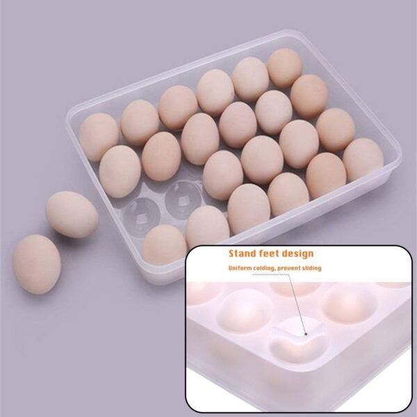 24 Grids Plastic Egg Box Container Holder Tray for Fridge with Lid for 2 Dozen Egg Tray - Image 4