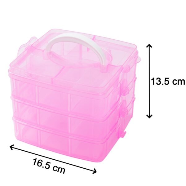 3-Tier 18 Sections Transparent Stackable Adjustable Compartment Slot Plastic Craft Storage Box - Image 3