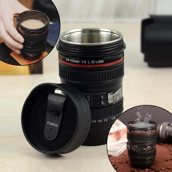 Plastic Camera Lens Stainless Steel Coffee Mug - Image 2