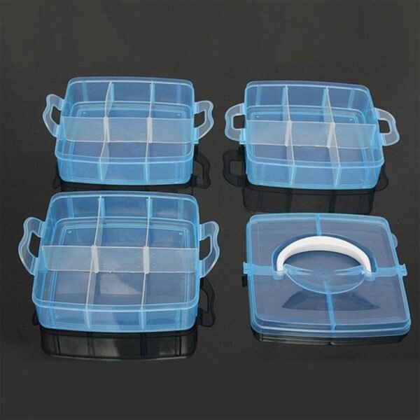 3-Tier 18 Sections Transparent Stackable Adjustable Compartment Slot Plastic Craft Storage Box - Image 4