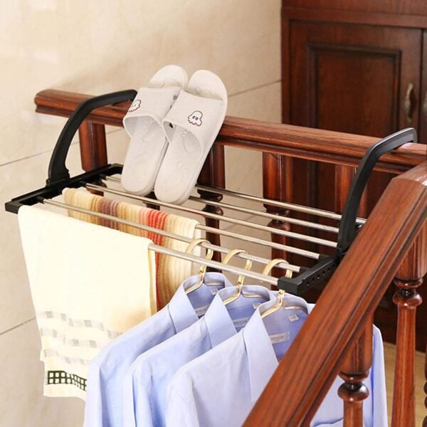 Adjustable Folding Clothes Steel Drying Racks Hanger Shelf - Image 4