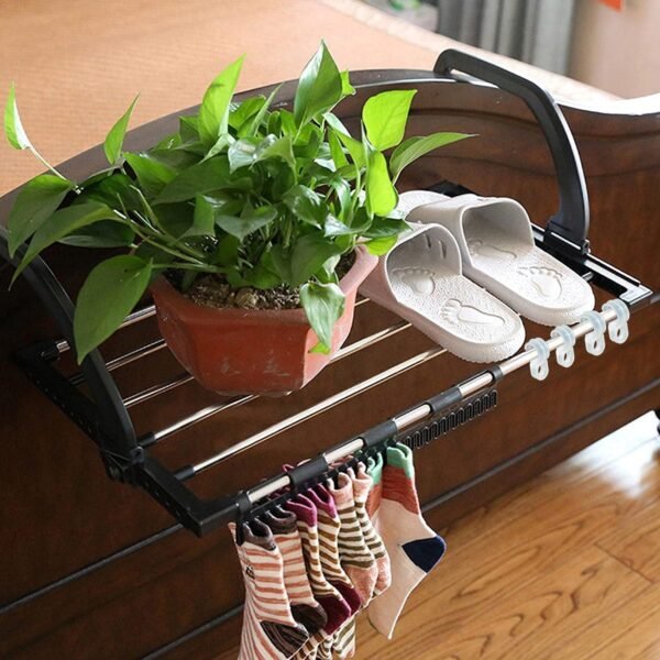 Adjustable Folding Clothes Steel Drying Racks Hanger Shelf - Image 3