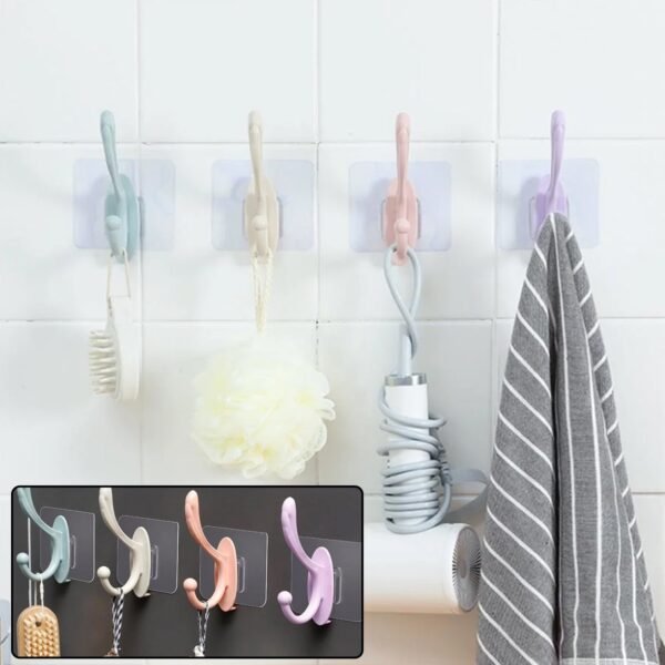 Self Adhesive Plastic Wall Hook for Home (Multi Color) - Image 2