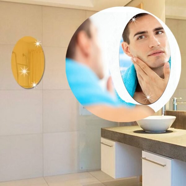 A Oval Frame Less Mirror Wall Sticker for Dressing - Image 2