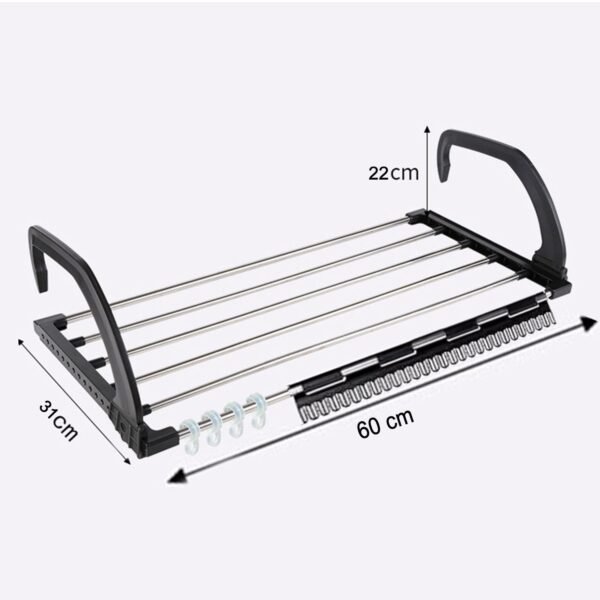Adjustable Folding Clothes Steel Drying Racks Hanger Shelf - Image 2