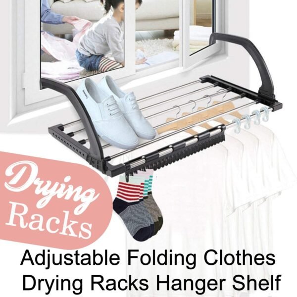 Adjustable Folding Clothes Steel Drying Racks Hanger Shelf